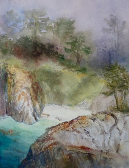 Watercolor, 16 x 20. This painting was painted from Bird Island looking down into China Cove at Point Lobos State Park.